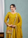 DESIGNER GEORGETTE SEQUENCE EMBROIDERY WORK TOP PALAZZO WITH DUPATTA PARTY WEAR WHOLESALE PRICE ETHNIC GARMENT (4)