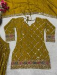 DESIGNER GEORGETTE SEQUENCE EMBROIDERY WORK TOP PALAZZO WITH DUPATTA PARTY WEAR WHOLESALE PRICE ETHNIC GARMENT (4)