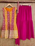 DESIGNER GEORGETTE SEQUENCE EMBROIDERY WORK TOP SHARARA WITH DUPATTA FESTIVE WEAR WHOLESALE PRICE ETHNIC GARMENT (4)