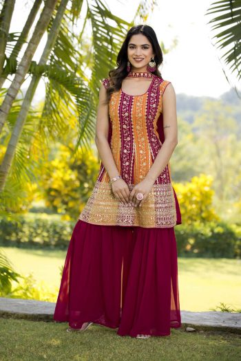 DESIGNER GEORGETTE SEQUENCE EMBROIDERY WORK TOP SHARARA WITH DUPATTA RANI