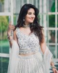 DESIGNER GEORGETTE SEQUENCE WORK LEHENGA CHOLI WITH DUPATTA AND WAIST BELT PARTY WEAR WHOLESALE PRICE ETHNIC GARMENT (6)