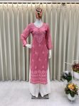 DESIGNER GEORGETTE THREAD EMBROIDERY AND STONE WORK TOP PALAZZO BABY PINK