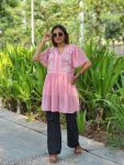 DESIGNER GEORGETTE THREAD EMBROIDERY WORK ONLY TOP BABYPINK