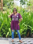 DESIGNER GEORGETTE THREAD EMBROIDERY WORK ONLY TOP PURPLE