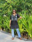 DESIGNER GEORGETTE THREAD EMBROIDERY WORK ONLY TOP BLACK