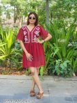 DESIGNER GEORGETTE THREAD EMBROIDERY WORK ONLY TOP RED
