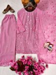 DESIGNER GEORGETTE THREAD SEQUENCE EMBROIDERY WORK TOP PALAZZO WITH DUPATTA PARTY WEAR WHOLESALE PRICE ETHNIC GARMENT (8)