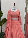DESIGNER GEORGETTE THREAD SEQUENCE WORK LEHENGA CHOLI WITH DUPATTA PARTY WEAR WHOLESALE PRICE ETHNIC GARMENT (3)