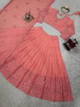 DESIGNER GEORGETTE THREAD SEQUENCE WORK LEHENGA CHOLI WITH DUPATTA PARTY WEAR WHOLESALE PRICE ETHNIC GARMENT (3)