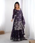 DESIGNER GEORGETTE THREAD SEQUENCE WORK TOP SHARARA WITH DUPATTA PARTY WEAR WHOLESALE PRICE ETHNIC GARMENT (13)
