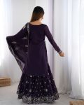 DESIGNER GEORGETTE THREAD SEQUENCE WORK TOP SHARARA WITH DUPATTA PARTY WEAR WHOLESALE PRICE ETHNIC GARMENT (13)