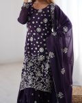 DESIGNER GEORGETTE THREAD SEQUENCE WORK TOP SHARARA WITH DUPATTA PARTY WEAR WHOLESALE PRICE ETHNIC GARMENT (13)