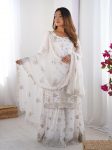 DESIGNER GEORGETTE THREAD SEQUENCE WORK TOP SHARARA WITH DUPATTA PARTY WEAR WHOLESALE PRICE ETHNIC GARMENT (8)