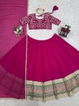 DESIGNER GEORGETTE THREAD WITH SEQUENCE WORK LEHENGA CHOLI WITH DUPATTA WEDDING WEAR WHOLESALE PRICE ETHNIC GARMENT (3)