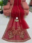 DESIGNER GEORGETTE THREAD WITH SEQUENCE WORK SAREE WITH UNSTITCHED BLOUSE AND DUPATTA WEDDING WEAR WHOLESALE PRICE ETHNIC GARMENT (3)