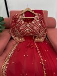 DESIGNER GEORGETTE THREAD WITH SEQUENCE WORK SAREE WITH UNSTITCHED BLOUSE AND DUPATTA WEDDING WEAR WHOLESALE PRICE ETHNIC GARMENT (3)