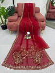 DESIGNER GEORGETTE THREAD WITH SEQUENCE WORK SAREE WITH UNSTITCHED BLOUSE AND DUPATTA WEDDING WEAR WHOLESALE PRICE ETHNIC GARMENT (3)