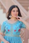 DESIGNER GOLD CRUSH MULTI THREAD EMBROIDERY ZARI SEQUENCE WORK GOWN FESTIVE WEAR WHOLESALE PRICE ETHNIC GARMENT (5)
