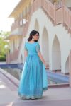 DESIGNER GOLD CRUSH MULTI THREAD EMBROIDERY ZARI SEQUENCE WORK GOWN FESTIVE WEAR WHOLESALE PRICE ETHNIC GARMENT (5)