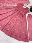 DESIGNER GOLD CRUSH SILK EMBROIDERY SEQUENCE WORK GOWN BOTTOM WITH DUPATTA PARTY WEAR WHOLESALE PRICE ETHNIC GARMENT (3)