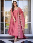 DESIGNER GOLD CRUSH SILK EMBROIDERY SEQUENCE WORK GOWN BOTTOM WITH DUPATTA PARTY WEAR WHOLESALE PRICE ETHNIC GARMENT (3)
