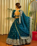 DESIGNER JIMMY CHOO THREAD WITH SEQUENCE WORK LEHENGA CHOLI WITH DUPATTTA WEDDING WEAR WHOLESALE PRICE ETHNIC GARMENT (3)