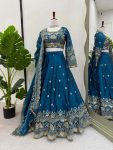 DESIGNER JIMMY CHOO THREAD WITH SEQUENCE WORK LEHENGA CHOLI WITH DUPATTTA WEDDING WEAR WHOLESALE PRICE ETHNIC GARMENT (3)