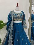 DESIGNER JIMMY CHOO THREAD WITH SEQUENCE WORK LEHENGA CHOLI WITH DUPATTTA WEDDING WEAR WHOLESALE PRICE ETHNIC GARMENT (3)