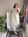DESIGNER KHADI COTTON EMBROIDERY WORK TOP BOTTOM WITH DUPATTA FESTIVE WEAR WHOLESALE PRICE ETHNIC GARMENT (4)
