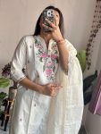 DESIGNER KHADI COTTON EMBROIDERY WORK TOP BOTTOM WITH DUPATTA FESTIVE WEAR WHOLESALE PRICE ETHNIC GARMENT (4)