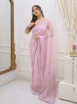 DESIGNER KOTA CHEX SEQUENCE THREAD EMBROIDERY LACE WORK SAREE WITH UNSTITCHED BLOUSE PARTY WEAR WHOLESALE PRICE ETHNIC GARMENT (6)
