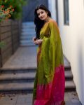 DESIGNER LICHI SILK JACQUARD WEAVING WORK SAREE WITH UNSTITCHED BLOUSE PARTY WEAR WHOLESALE PRICE ETHNIC GARMENT (2)