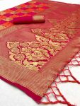 DESIGNER LICHI SILK JACQUARD WORK SAREE WITH UNSTITCHED BLOUSE WEDDING WEAR WHOLESALE PRICE ETHNIC GARMENT (3)