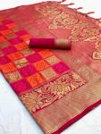 DESIGNER LICHI SILK JACQUARD WORK SAREE WITH UNSTITCHED BLOUSE WEDDING WEAR WHOLESALE PRICE ETHNIC GARMENT (3)