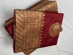 DESIGNER LITCHI SILK GOLDEN ZARI WEAVING WORK SAREE WITH UNSTITCHED BLOUSE FESTIVE WEAR WHOLESALE PRICE ETHNIC GARMENT (5)
