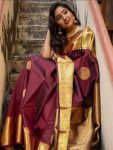 DESIGNER LITCHI SILK GOLDEN ZARI WEAVING WORK SAREE WITH UNSTITCHED BLOUSE FESTIVE WEAR WHOLESALE PRICE ETHNIC GARMENT (5)