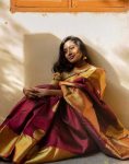 DESIGNER LITCHI SILK GOLDEN ZARI WEAVING WORK SAREE WITH UNSTITCHED BLOUSE FESTIVE WEAR WHOLESALE PRICE ETHNIC GARMENT (5)