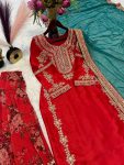 DESIGNER MALAY SILK SEQUENCE ZARI EMBROIDERY WORK TOP SALWAR WITH DUPATTA PARTY WEAR WHOLESALE PRICE ETHNIC GARMENT (4)