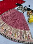 DESIGNER MONO SILK EMBROIDERY SEQUENCE WORK WITH THREAD WORK LEHENGA CHOLI WITH DUPATTA WEDDING WEAR WHOLESALE PRICE ETHNIC GARMENT (8)