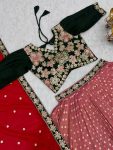 DESIGNER MONO SILK EMBROIDERY SEQUENCE WORK WITH THREAD WORK LEHENGA CHOLI WITH DUPATTA WEDDING WEAR WHOLESALE PRICE ETHNIC GARMENT (8)