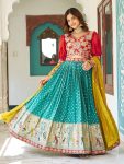 DESIGNER MONO SILK EMBROIDERY SEQUENCE WORK WITH THREAD WORK LEHENGA CHOLI WITH DUPATTA WEDDING WEAR WHOLESALE PRICE ETHNIC GARMENT (5)