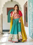 DESIGNER MONO SILK EMBROIDERY SEQUENCE WORK WITH THREAD WORK LEHENGA CHOLI WITH DUPATTA WEDDING WEAR WHOLESALE PRICE ETHNIC GARMENT (5)