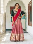 DESIGNER MONO SILK EMBROIDERY SEQUENCE WORK WITH THREAD WORK LEHENGA CHOLI WITH DUPATTA WEDDING WEAR WHOLESALE PRICE ETHNIC GARMENT (8)