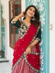 DESIGNER MONO SILK EMBROIDERY SEQUENCE WORK WITH THREAD WORK LEHENGA CHOLI WITH DUPATTA WEDDING WEAR WHOLESALE PRICE ETHNIC GARMENT (8)