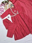 DESIGNER MUSLIN COTTON EMBROIDERY WORK TOP BOTTOM WITH DUPATTA FESTIVE WEAR WHOLESALE PRICE ETHNIC GARMENT (5)