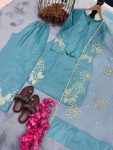 DESIGNER NATURAL CREEP EMBROIDERY SEQUENCE WORK TOP PALAZZO WITH DUPATTA FESTIVE WEAR WHOLESALE PRICE ETHNIC GARMENT (3)