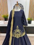 DESIGNER NATURAL CREEP SILK EMBROIDERY SEQUENCE WORK WITH BEADS WORK TOP LEHENGA WITH DUPATTA PARTY WEAR WHOLESALE PRICE ETHNIC GARMENT (3)
