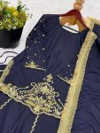DESIGNER NATURAL CREEP SILK EMBROIDERY SEQUENCE WORK WITH BEADS WORK TOP LEHENGA WITH DUPATTA PARTY WEAR WHOLESALE PRICE ETHNIC GARMENT (3)
