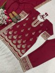 DESIGNER NATURAL CREPE SILK EMBROIDERY CODING SEQUENCE WORK TOP BOTTOM WITH DUPATTA PARTY WEAR WHOLESALE PRICE ETHNIC GARMENT (4)