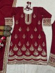 DESIGNER NATURAL CREPE SILK EMBROIDERY CODING SEQUENCE WORK TOP BOTTOM WITH DUPATTA PARTY WEAR WHOLESALE PRICE ETHNIC GARMENT (4)